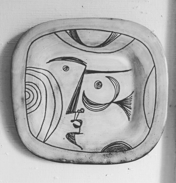 Plat mural « visage cubiste «  Jacques Pouchain 