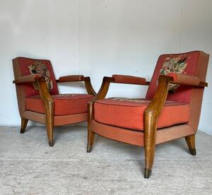 Baptistin Spade ( 1891 - 1969 ) paire de fauteuils grand confort 