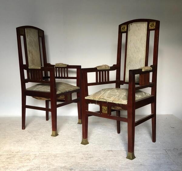 Importante paire de fauteuils Viennois circa 1890 1900 sécession viennoise 