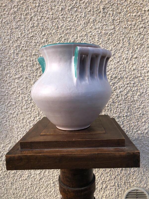 Jean Austruy ( 1910 - 2012 ) important vase a oreilles ajourées Vallauris vers 1950 