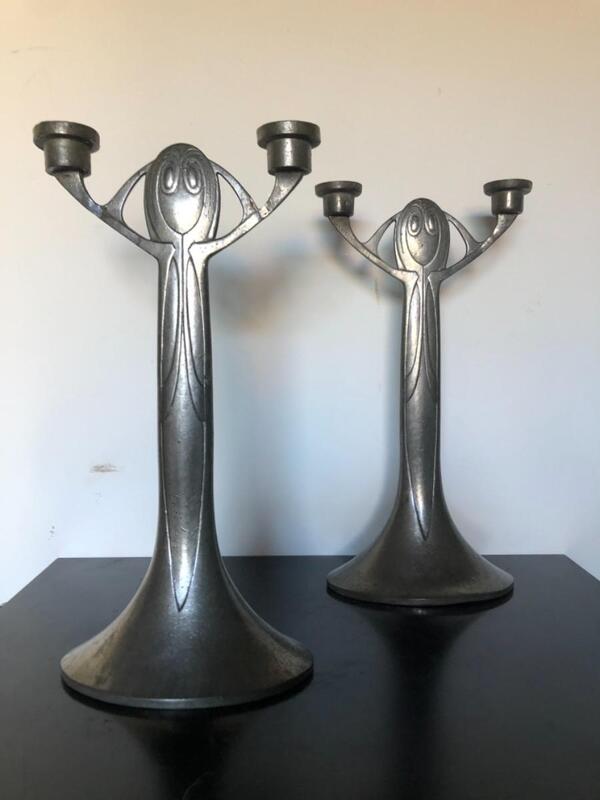 Josef Maria Olbrich ( 1867 - 1908 ) . Rare paire de chandelier secession viennoise 1902
