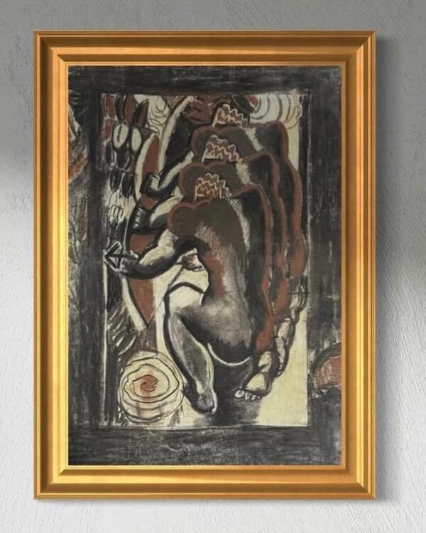 Paule Ingrand ( 1910 - 1997 ) dessin dessin africaniste circa 1940 - 50 