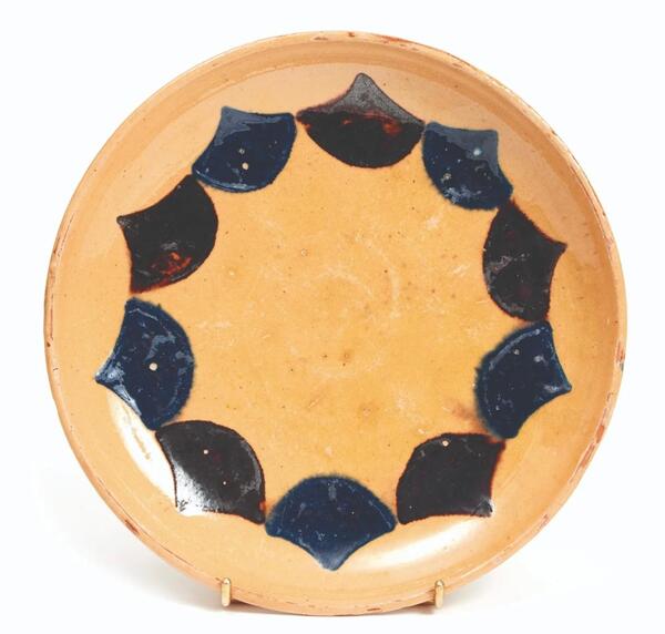 Rene Herbst ( 1891 - 1982 ) important plat circulaire a decor de formes geometrique vers 1925