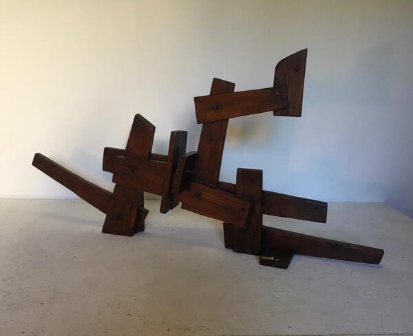 Ricardo Santamaria ( 1947 - 2003 ) sculpture abstraite en assemblage de bois circa 1967