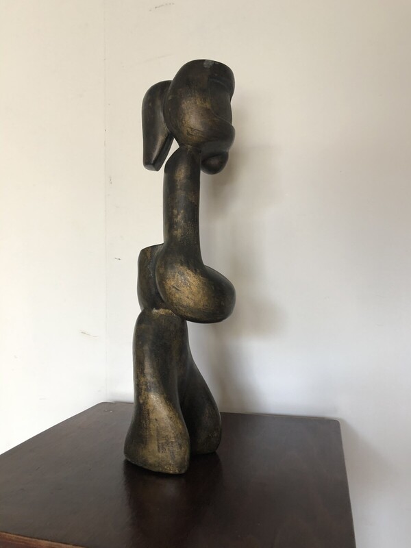Gérard Voisin . Sculpture africaniste en bronze . 