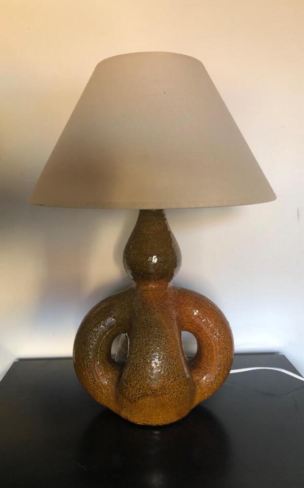 Suzanne Ramié ( 1905 - 1974 ) lampe en céramique émaillée signée Madoura vers 1948 