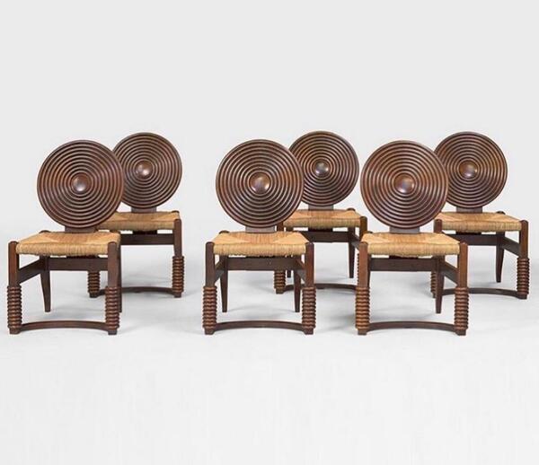 Victor Courtray (1896 - 1987 ) suite de six chaises neo-basque circa 1930